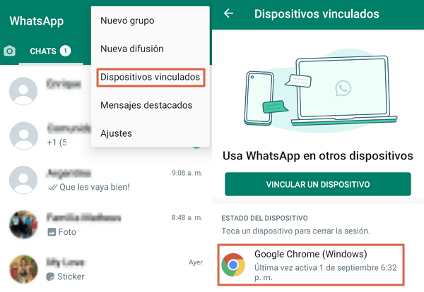 Como saber si mi WhatsApp está abierto en otro dispositivo - Revisa los dispositivos vinculados